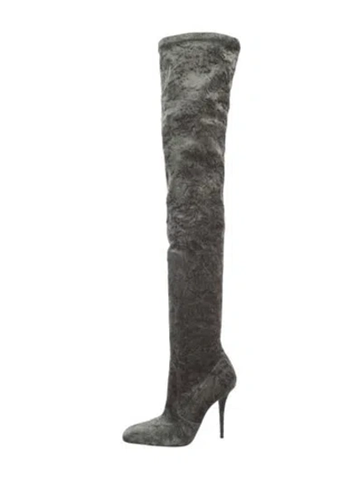 Pre-owned Saint Laurent Velvet Sock Boots In Green