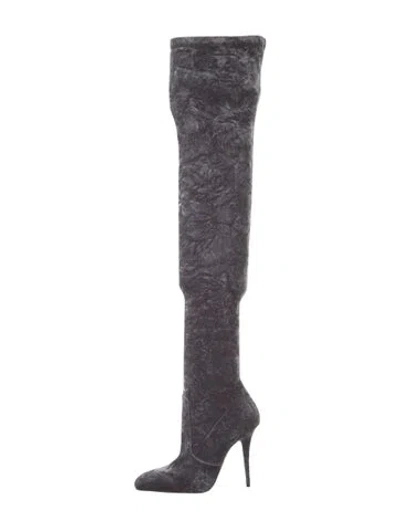Pre-owned Saint Laurent Velvet Sock Boots In Purple
