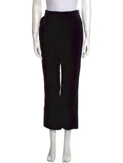 Pre-owned Saint Laurent Velvet Straight Leg Pants In Black