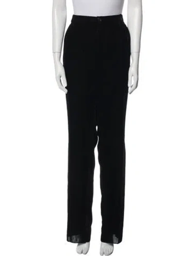 Pre-owned Saint Laurent Velvet Straight Leg Pants In Black
