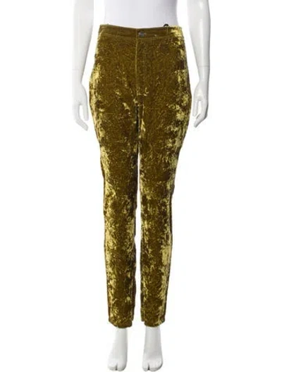 Pre-owned Saint Laurent Velvet Straight Leg Pants In Yellow