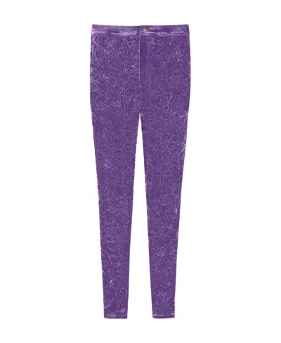 Saint Laurent Velvet Straight Leg Trousers In Purple