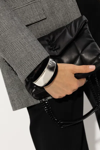 Saint Laurent Velvet-trimmed Bracelet In Silver