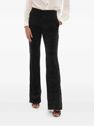 Saint Laurent Velvet Loose Fit Pants In Black