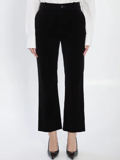 Saint Laurent Velvet Trousers In Black