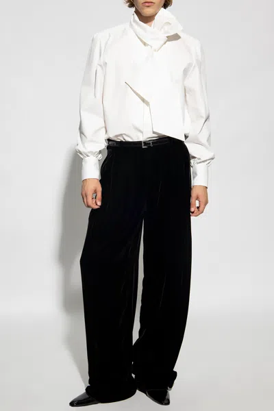 Saint Laurent Velvet Trousers In Black