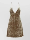 Saint Laurent Women Biscuit Velvet Mini Dress In Brown