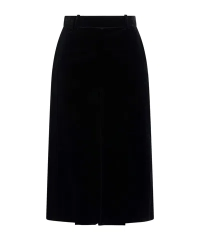 Saint Laurent Velvet Wide-leg Pants In Black