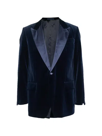 Pre-owned Saint Laurent Velvet-textured Blazer In Blue
