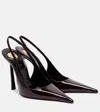Saint Laurent Vendome Slingback Pumps In Glazed Leather In Burgundy