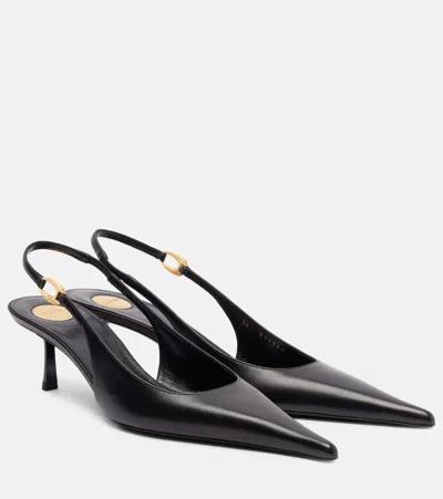 Saint Laurent Vendome 50 Leather Slingback Pump In Black