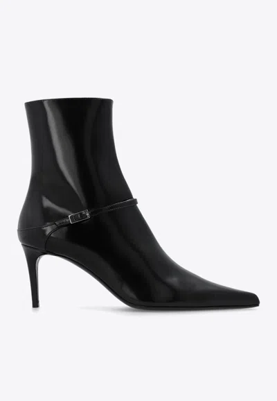 Saint Laurent Vendome 70 Leather Ankle Boots In Black