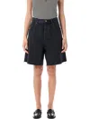 Saint Laurent Faded Denim Bermuda Shorts In Black