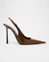Saint Laurent Vendome Leather Slingback Pumps In Brown