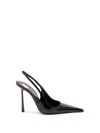 Saint Laurent Vendome Slingback Pumps In Glazed Leather In Black