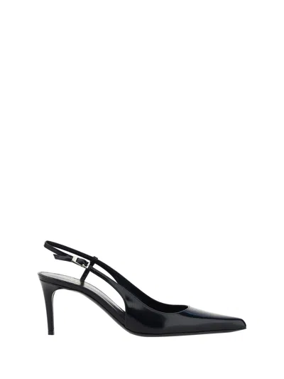 Saint Laurent Marilyn Patent-leather Slingback Pumps In Black