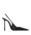 Saint Laurent Vendome Slingback Pumps In Glazed Leather In Black