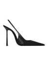 Saint Laurent Vendome Slingback Pumps In Glazed Leather In Black