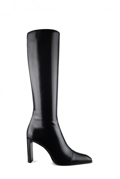 Saint Laurent Venetia Leather Knee Boots In Black
