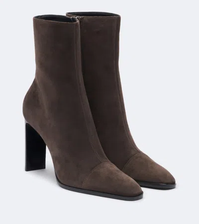 Saint Laurent Venetia Suede Ankle Boots In Blue