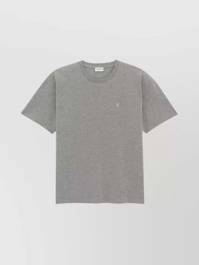 SAINT LAURENT COTTON BLEND PIQUÉ CREWNECK T-SHIRT