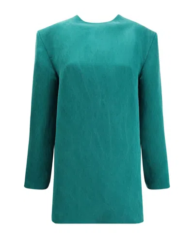 Saint Laurent Vert Silk Dress In Green
