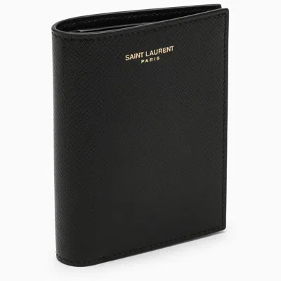 Saint Laurent Black Leather Vertical Wallet Men