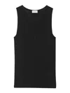 Saint Laurent Cassandre Ribbed Logo-embroidered Wool Tank Top In Black