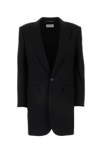 SAINT LAURENT GIACCA IN GABARDINE NERO DONNA