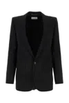 Saint Laurent Womans Black Gabardine Single-breasted Blazer