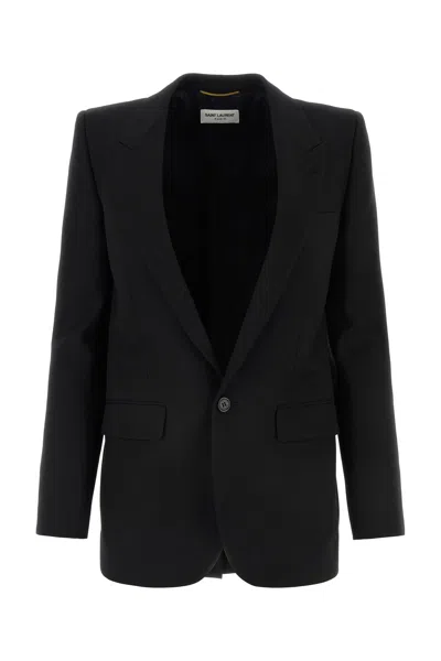 SAINT LAURENT GIACCA IN LANA NERA DONNA