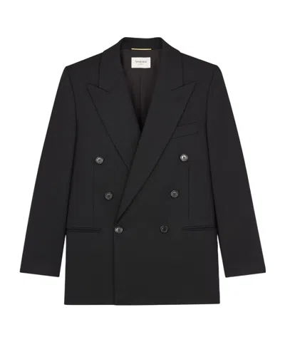 Saint Laurent Veste Courte En Laine In Black