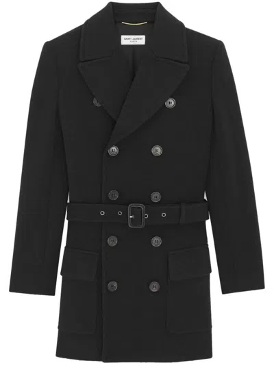 Saint Laurent Saharienne Notched-lapels Blazer In Black