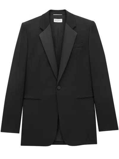 Saint Laurent Classic Long-sleeve Tuxedo Blazer In Black