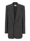 Saint Laurent Veste Tailleur Hyper Crepe Mousse De Soie In Grey