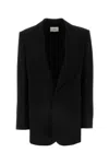Saint Laurent Giacca In Crepe Nero  Donna
