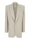 Saint Laurent White Single-breasted Jacket With Peak Revers In Wool Woman In White
