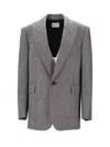 Saint Laurent Veste Un Bouton Col Crante´ Pr In Gray
