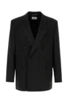 Saint Laurent Man Black Grain De Poudre Blazer