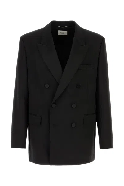 SAINT LAURENT GIACCA IN LANA NERA  UOMO
