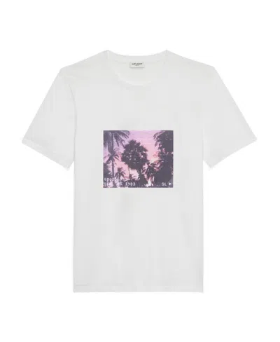 Saint Laurent Vhs Sunset-print T-shirt In White