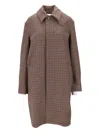 Saint Laurent Checked Jacket Collared Neck In Brown