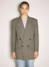 Saint Laurent Vichy Blazer Jacket In Beige