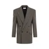 Saint Laurent Vichy Wool Jacket Clothing In Brown