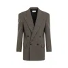 Saint Laurent Vichy Wool Jacket Clothing In Gray