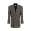 Saint Laurent Vichy Blazer Jacket In Brown