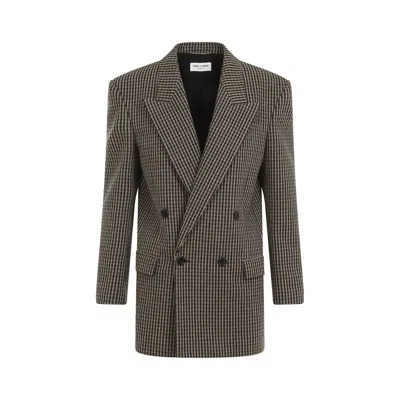 SAINT LAURENT SAINT LAURENT VICHY WOOL JACKET CLOTHING