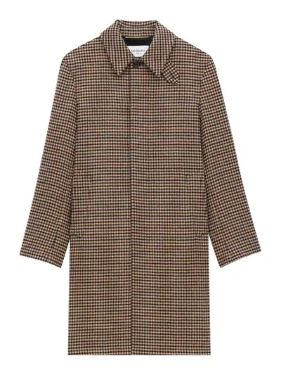 Saint Laurent Vichy-check Mac Coat In Green