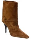 Saint Laurent Vicky 90 Suede Bootie In Burgundy