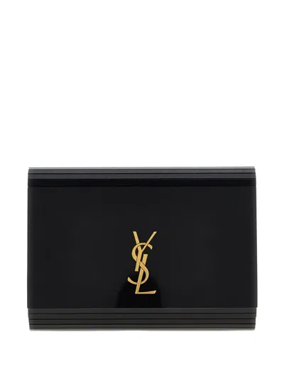 Saint Laurent Vicky Minaudière Logo Cross Body Bag In Black